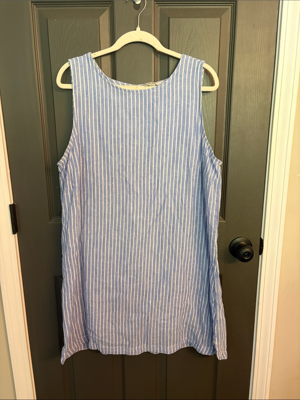 beachlunchlounge Blue and White Striped Midi Dress